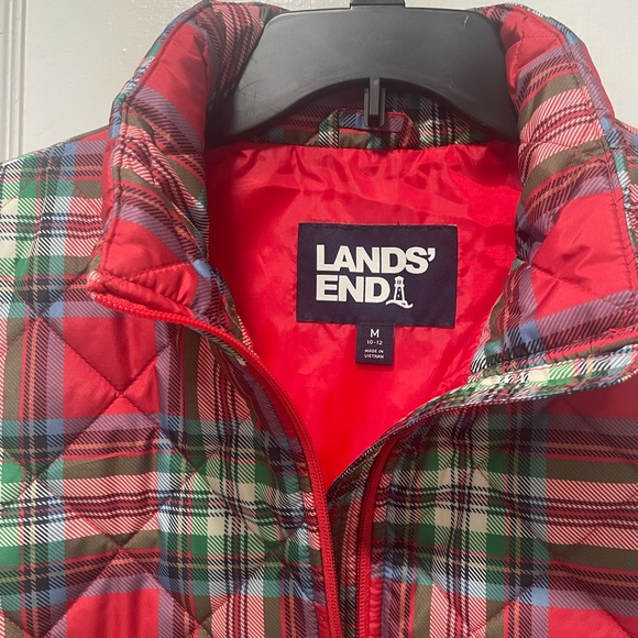 Lands' End Red plaid vest - Picture 3 of 3